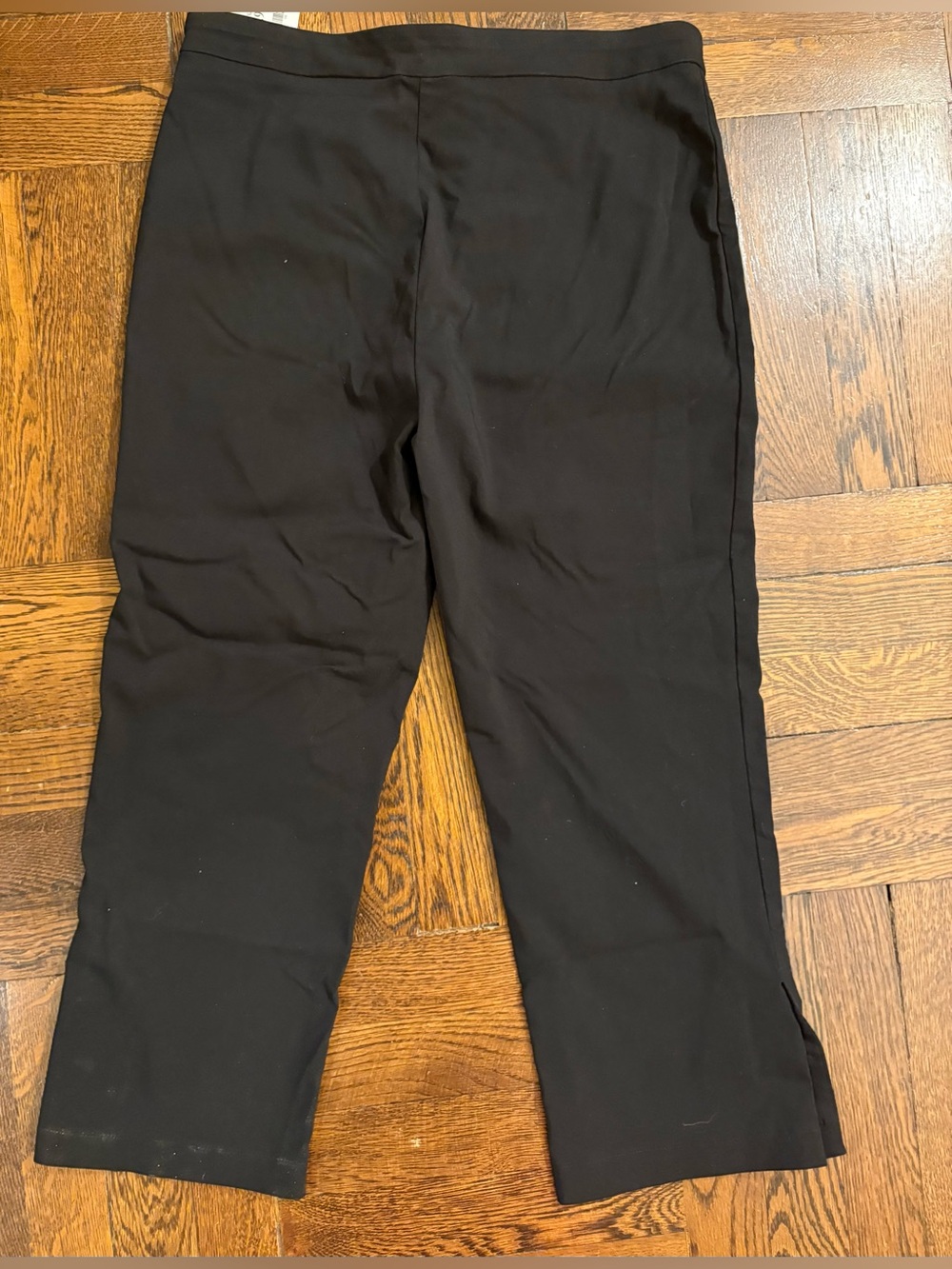 NWT Zac & Rachel Black Cropped Pull-On Pants Gold Button Hem Size 8 - Picture 2 of 5